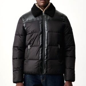 GUESS kabát COMBINED PUFFA fekete