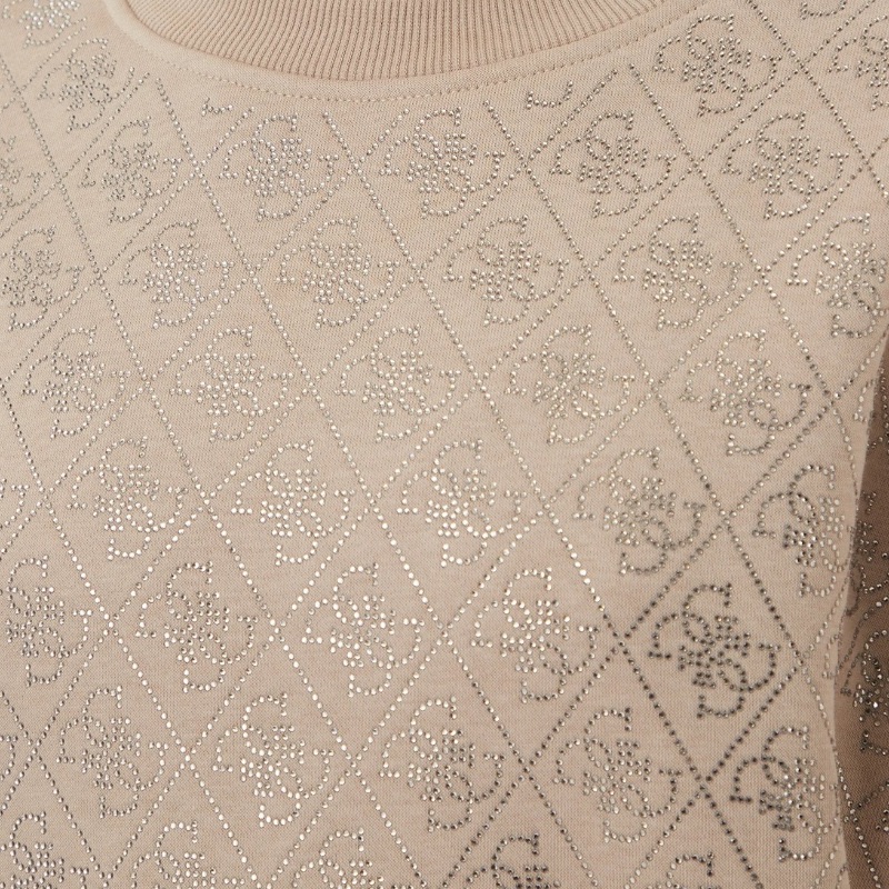 GUESS pulóver CRYSTALS bézs