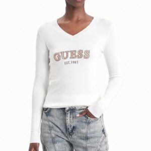 GUESS pulóver HANNAH krémfehér