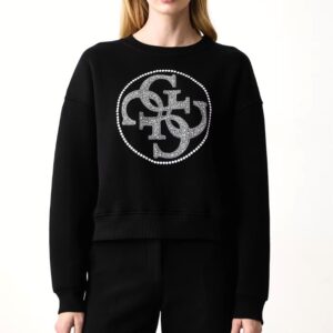 GUESS pulóver ROUND LOGO fekete