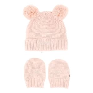 GUESS rózsaszín sapka-kesztyű szett