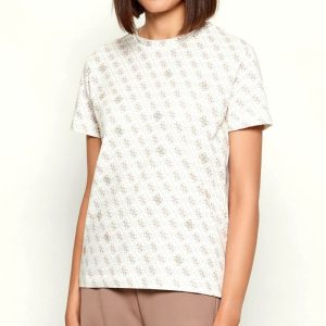 GUESS póló RHOMBUS törtfehér