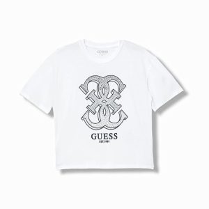 GUESS fehér strasszos crop-top