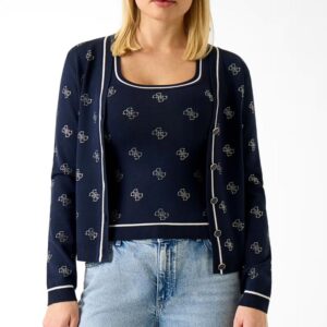 GUESS kardigán 4G LOGO sötétkék