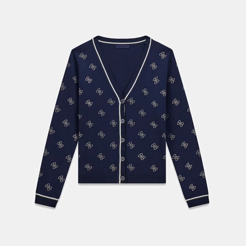 GUESS kardigán 4G LOGO sötétkék