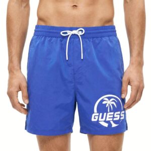 GUESS fürdőnadrág LOGO PALM kék