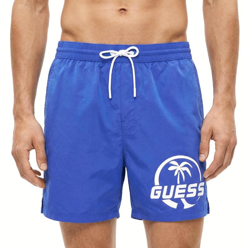 GUESS fürdőnadrág LOGO PALM kék